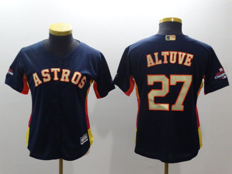 Women Houston Astros 27 Altuve Blue Champion Edition MLB Jerseys